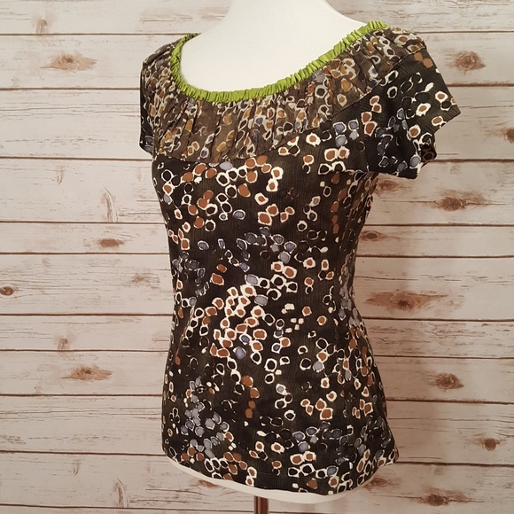 Multicolor Scoop Neck Top with Sheer Detail - Picture 1 of 4